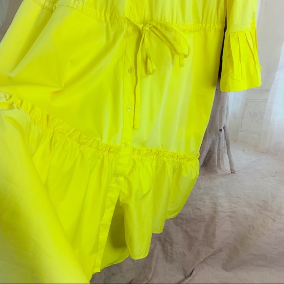 NEW Eloquii Yellow Pleated Flounce Hem dress - Picture 6 of 12